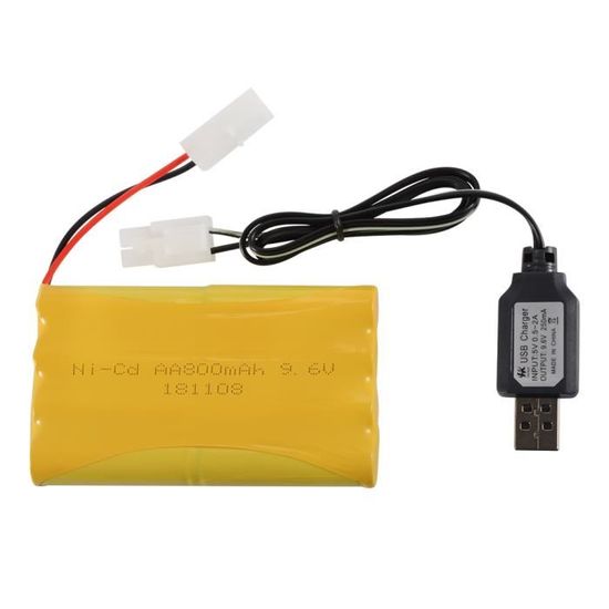 Batterie RC 4.8V 800mAh Avec Câble USB – Prise SM-2P – Pour Voiture, Camion, Tank – Compatible BEZGAR Et DOUBLE E