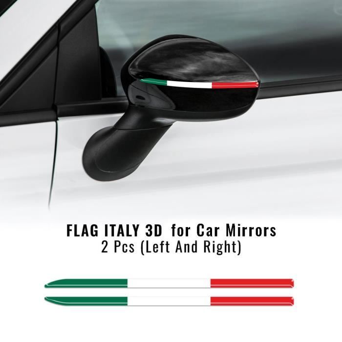 Stripes Bandes Adhésives 3D Drapeau Italie pour Miroirs Rétroviseurs Voiture, Droite et Gauche, 6 x 173 mm