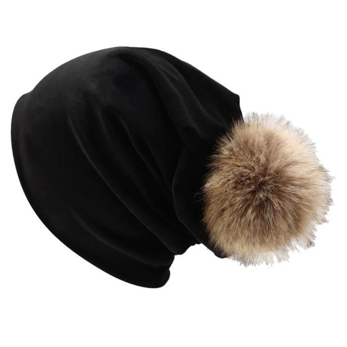 Femmes hiver en duvet d'oie casquette de couleur unie casquette décontractée cache-oreilles LTA90812081BK_Ni