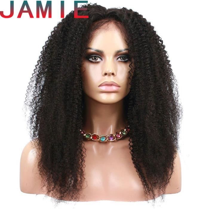 26 - Afro Kinky Curly Perruque avant en dentelle cheveux humains 150 densité -JAMIE1