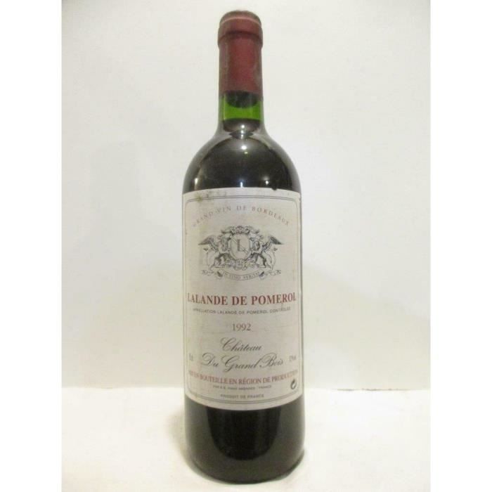lalande de pomerol château du grand bois rouge 1992 - bordeaux