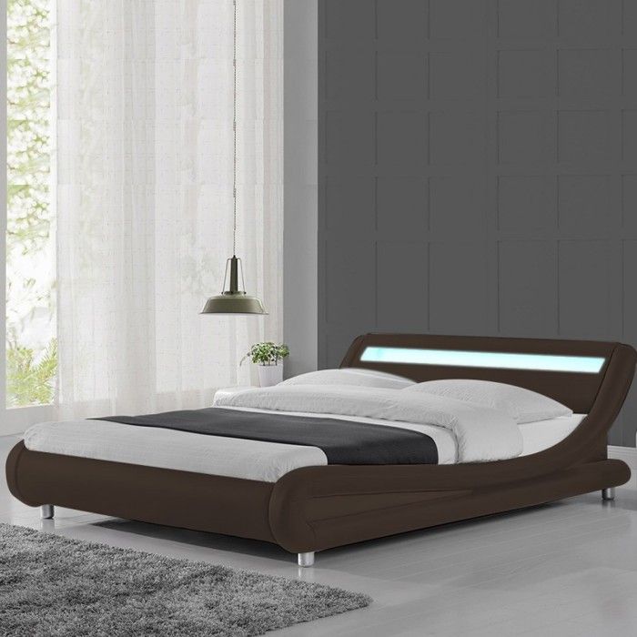Lit led design Julio - 140x190 - Marron