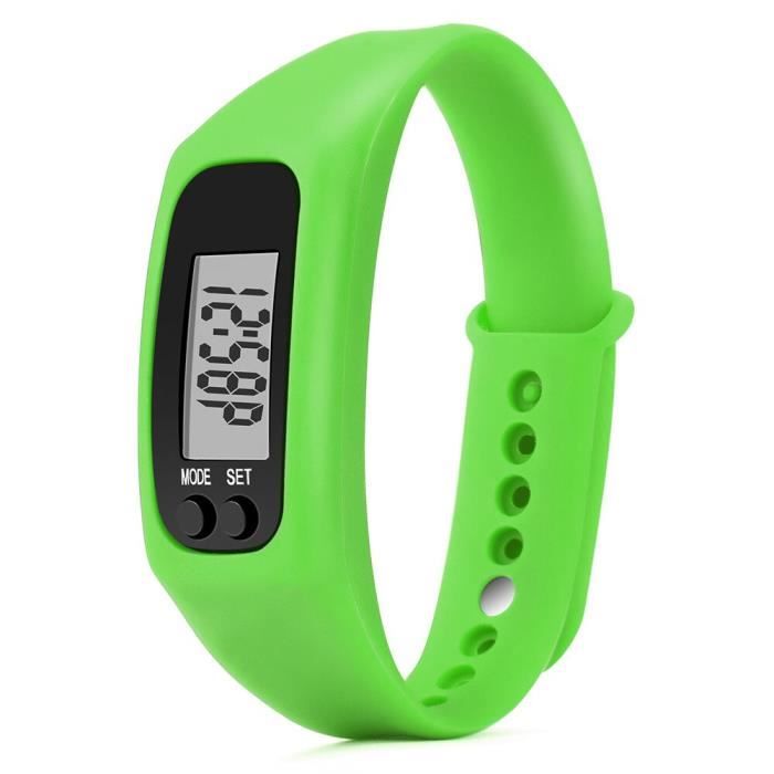 Nouveau podomètre montre électronique Distance de marche compteur calories numérique course kilomètre - Modèle: green - HSJBQA09650
