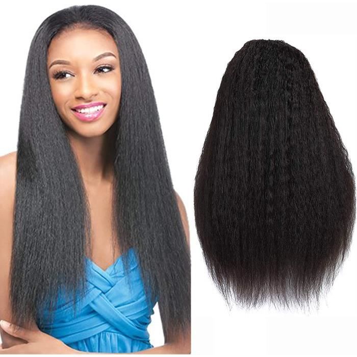 Kinky Hair Perruque Bresilienne Lace Frontal Tissage Bresilien Lisse Glueless Brazilian Remy Hair Human Hair Ear To Ear Lace Frontal