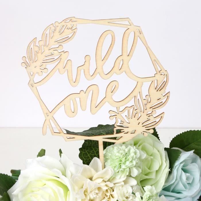 objet décoratif Wooden Cake Topper Wedding Party Kids Happy Birthday Married Cake Decorating HQJ90417571Aot FR18067