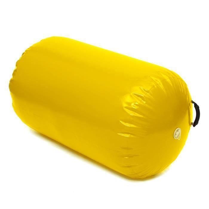 TEMPSA Tapis Gonflable Rouleau Gymnastique Yoga PVC 100x85cm JAUNE