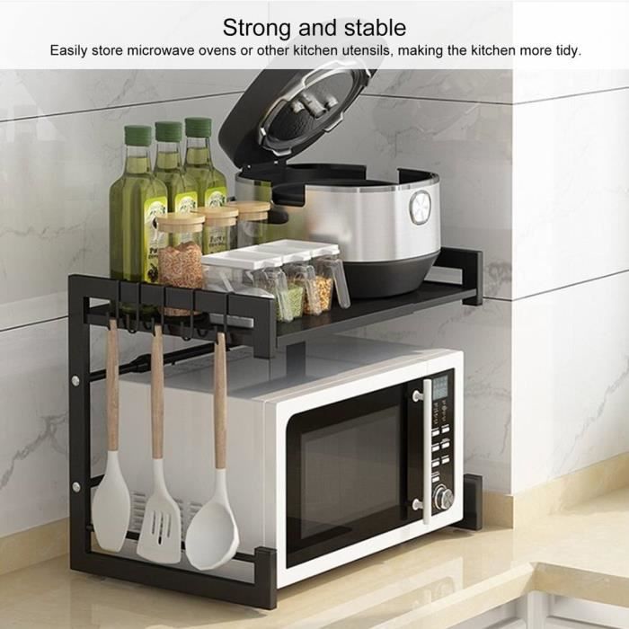 Étagère de Four à Micro-Ondes de Comptoir Métallique, Support de Four à Micro-Ondes Rétractable Rack d'Ustensile de Cuis HB047 CHAUD