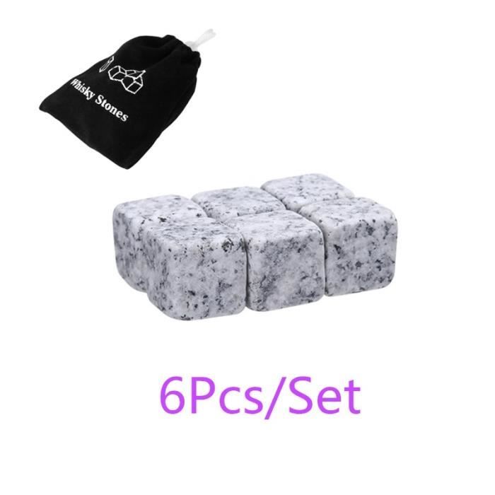 Rafraichisseur vin,6 pièces sac de vin de Cube de glace réutilisable whisky Wiski Champagne pierres de glace pierre de - Type gray