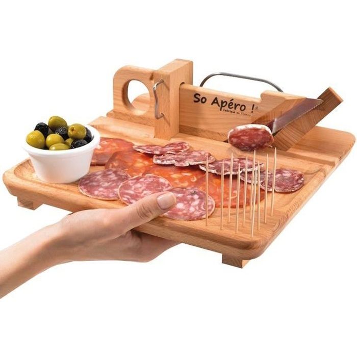 Guillotine à charcuterie So Apero avec plateau - bois