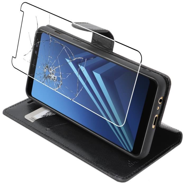 ebestStar ® pour Samsung Galaxy A8 2018 A530F - Etui Portefeuille PU Cuir + Film protection écran en VERRE Trempé, Noir