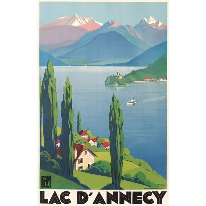 Poster Affiche Lac D'Annecy France Affiche Poster Vintage Voyage Art Deco 30's 31cm x 49cm
