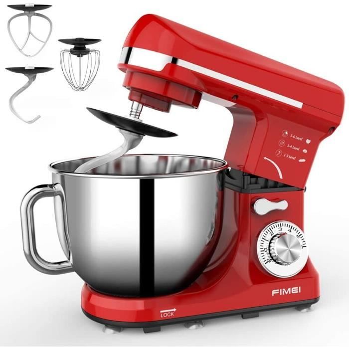 Robot Pâtissier 1500W, Bol 5,5L Robot multifonction avec Batteur Fouet