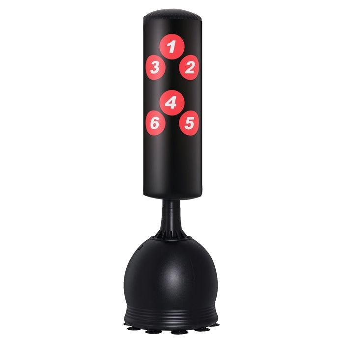 Sac de frappe boxe autoportant punching ball Ø 50 x 165 cm cibles de touche ventouses antidérapantes noir rouge 50x50x165cm Marron