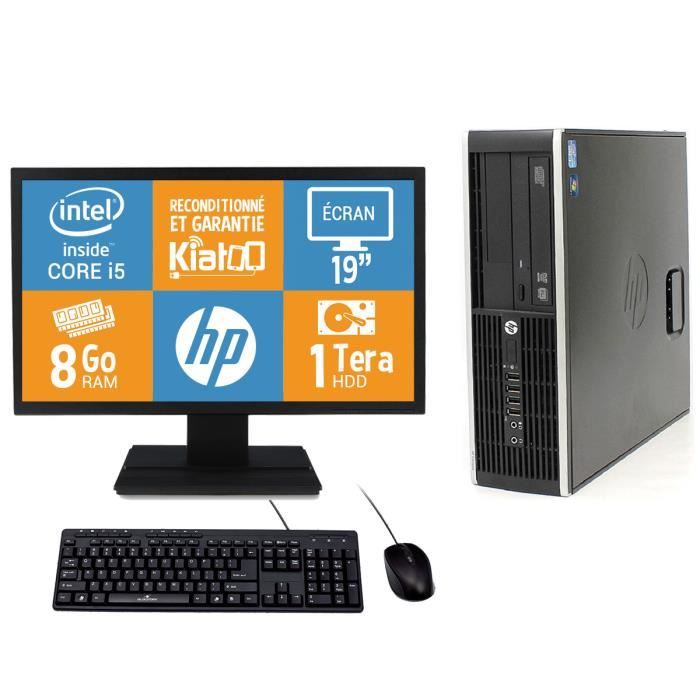 Ordinateur de bureau HP ELITE 8100 intel core I5 8go ram 1 to disque dur TFT 19  pc de bureau reconditionnée W7
