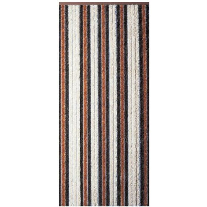 MOREL - Rideau de porte chenille Florence beige, bronze et brun 120x220 cm