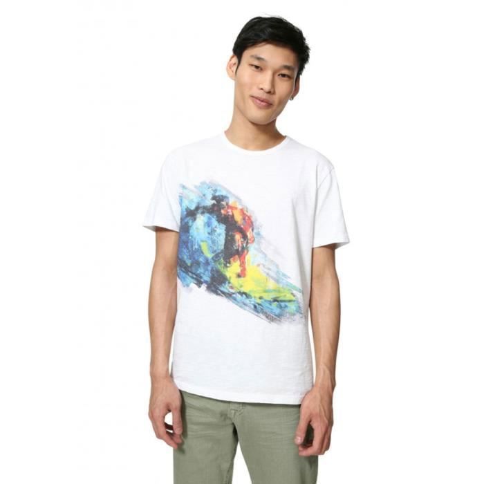 Desigual T Shirt homme Benedikt blanc 19SMTK27 - Taille - L