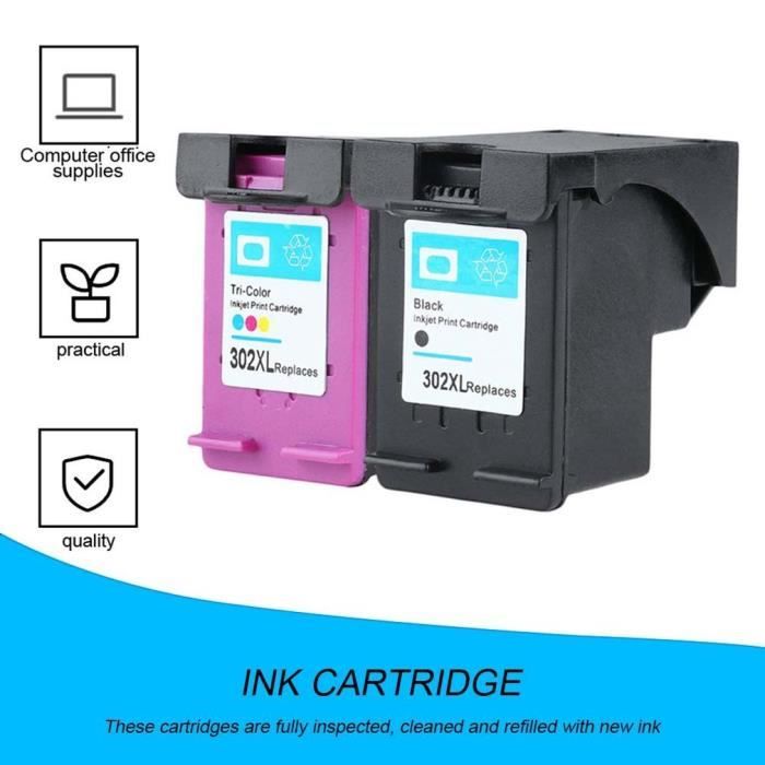 2 pcs Nouvelle Cartouche d'encre non OEM pour HP-302 DESKJET 2130 1110 1115 2134 2135 3630 Envy 4520 4522 4523 4524 - noir 1 pcs+