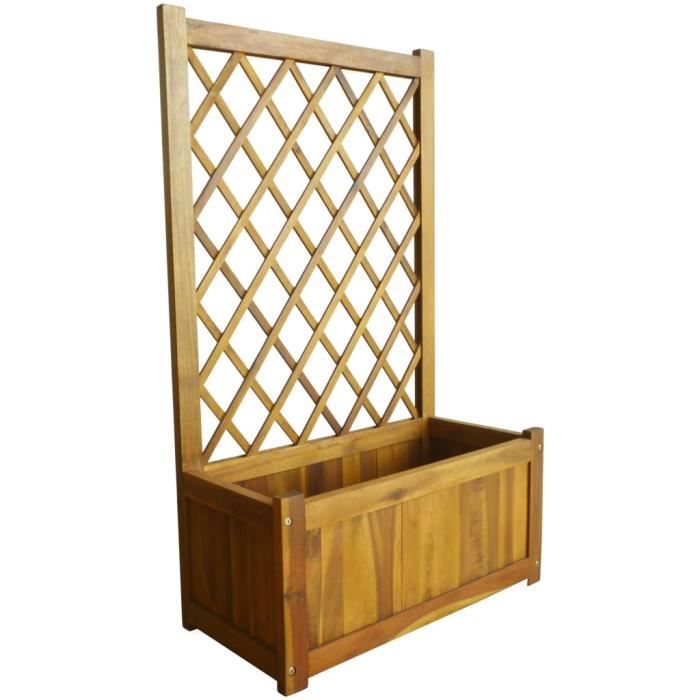 Jardinière avec treillis Bois massif d'acacia