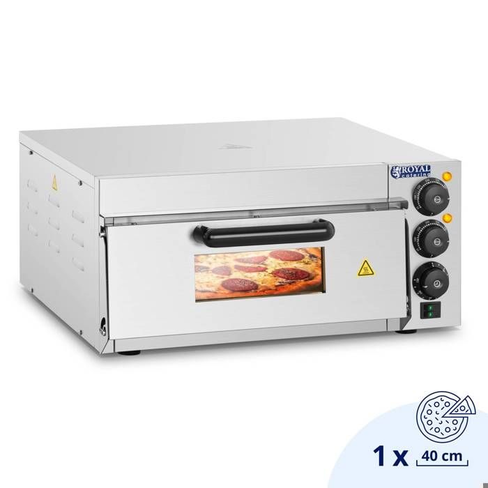 Four à pizza électrique 1 chambre de cuisson Minuterie jusqu'à 120 min Inox 2000W 40x40x15cm Royal Catering RCPO-2000-1PE