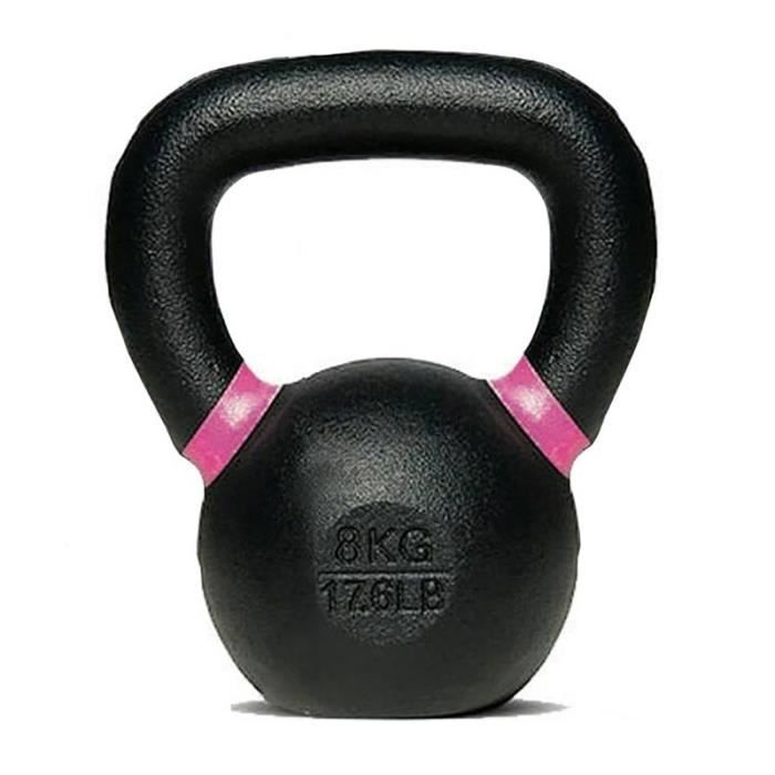 Kettlebell Pro Cross 8kg finition noir poignée rose mate TOORX