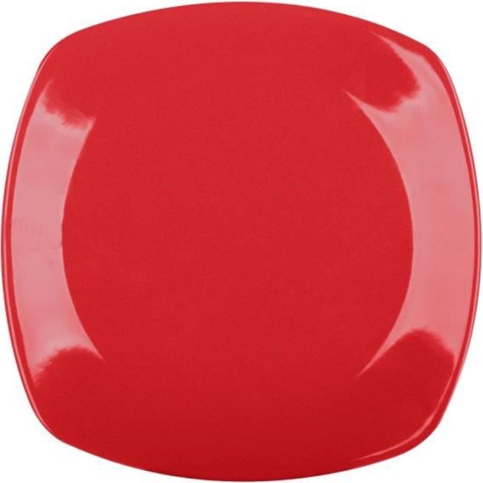 Lot de 6 Assiettes Carrées Rouge Plat de Service à Dessert 20 cm