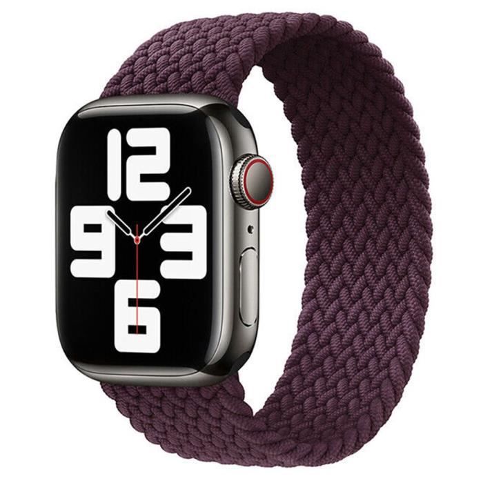 Bracelet pour Apple Watch 42mm-44mm-45mm-49mm Series Ultra 8 SE 7 6 5 4 3 2 1 - Boucle Unique Tressé Violet Foncé - Taille S
