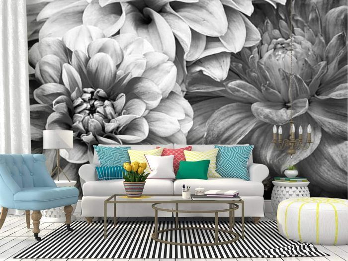 Papier Peint Panoramique 3D Plantes Tropicales Feuilles Fond De Fleurs ...