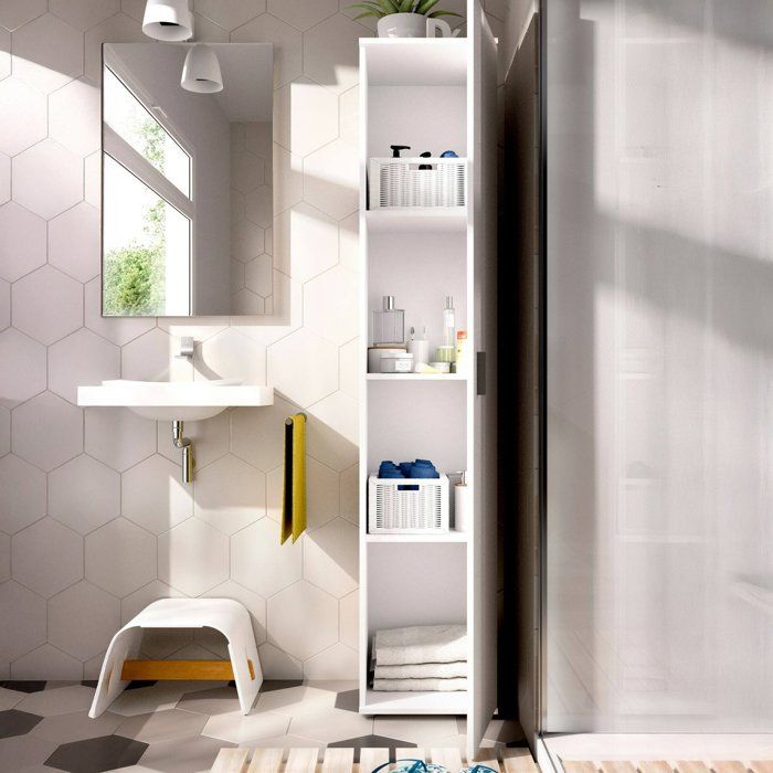 Dmora - Armoire multifonction Arrow 1 porte 39x35xh190 cm Blanc Panneau effet bois Dmora - Armoire multifonction Arrow 1 porte 39x35xh190 cm Blanc Panneau effet bois