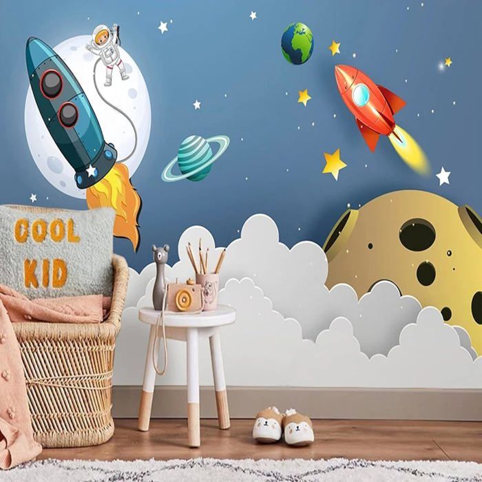 Papier peint espace astronaute fusée planète Satellite papier peint ...