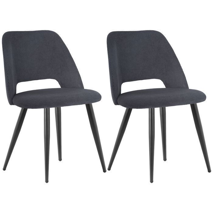 WAFTING Lot de 2 Chaises de Salle à Manger en Velours Chaise Rembourrée avec Pieds Indépendants Gris Noir