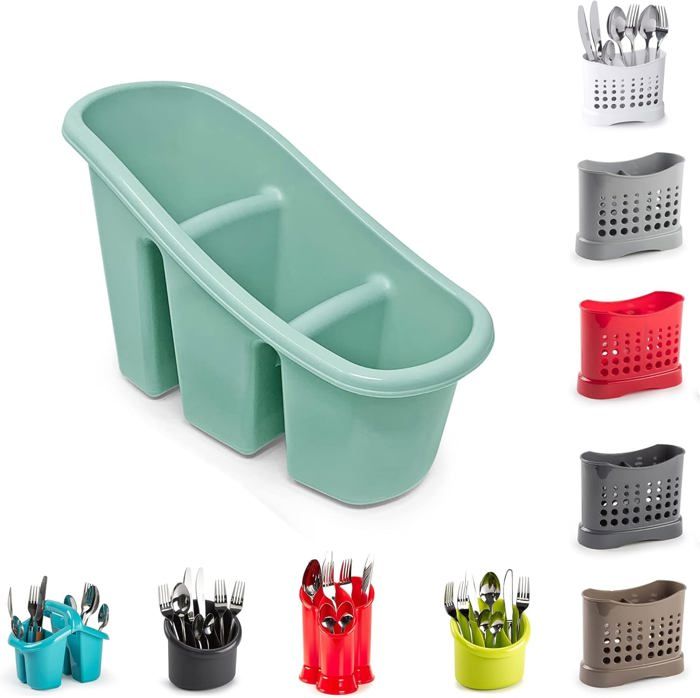 Range-couverts De Cuisine Avec égouttoir - 3 Compartiments + Porte-cuillères - Organisation évier Et Rangement Couverts