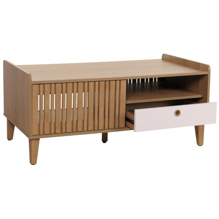 Table basse 2 compartiments de rangement et 1 tiroir en bois de manguier 52x114x59 cm tiroir blanc 04_0008454 Table basse 2 compartiments de rangement et 1 tiroir en bois de manguier 52x114x59 cm tiroir blanc 04_0008454