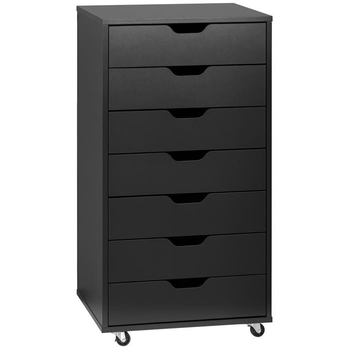 Caisson de bureau - Vinsetto - sur roulette - 7 tiroirs avec poignées encastrées - organisateur pour format A4 lettres - noir