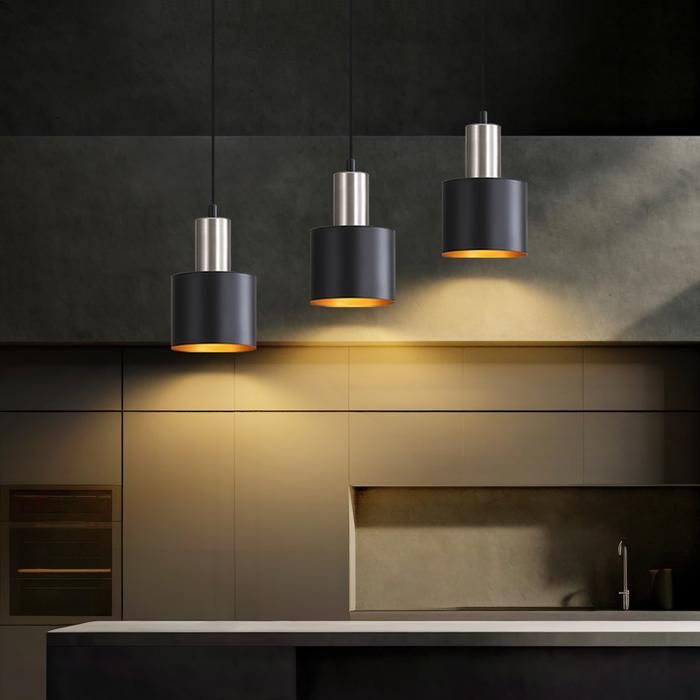 Suspension - NETTLIFE - E27 (3 ampoules) - Noir - Métal - 40x12x173 cm