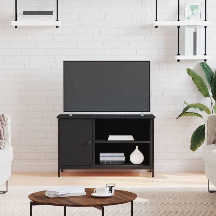 SALE 2025Armoire Basse Télé - Meuble TV Noir 80x40x50 cm - bois dingénierie 18 38 Kg 2328