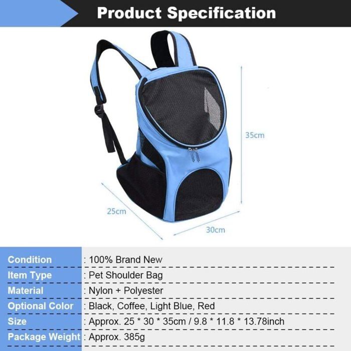 Comparer les prix de Sac dos transport chienchat mains libres ventilation rglable bleu clair Label