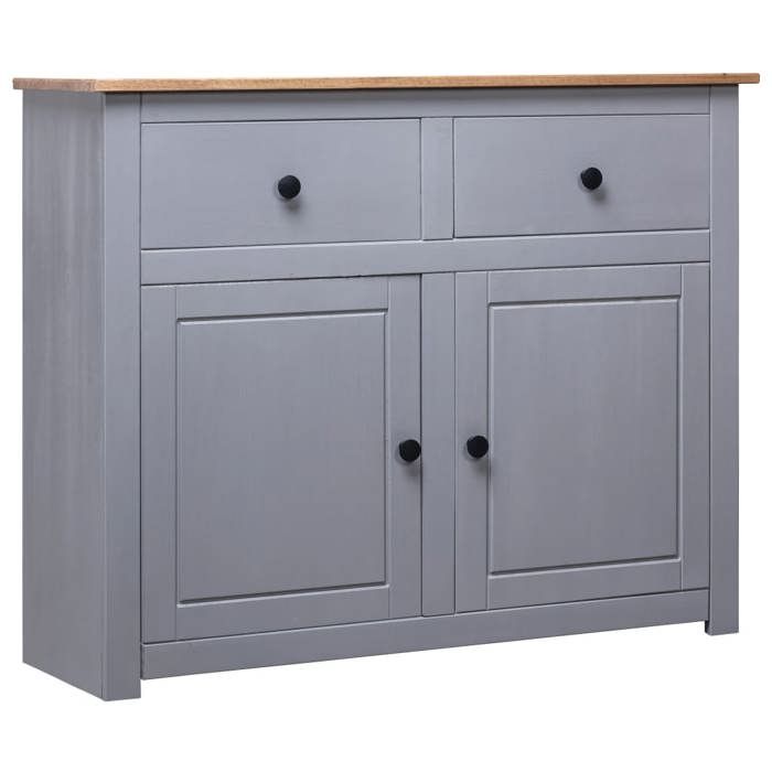 (Gris) Buffet bahut - Buffet Enfilade Gris 93x40x80 cm Pin solide Assortiment Panama 198287