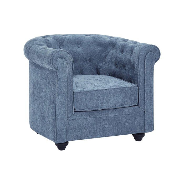 Fauteuil en tissu bleu CHESTERFIELD Fauteuil en tissu bleu CHESTERFIELD