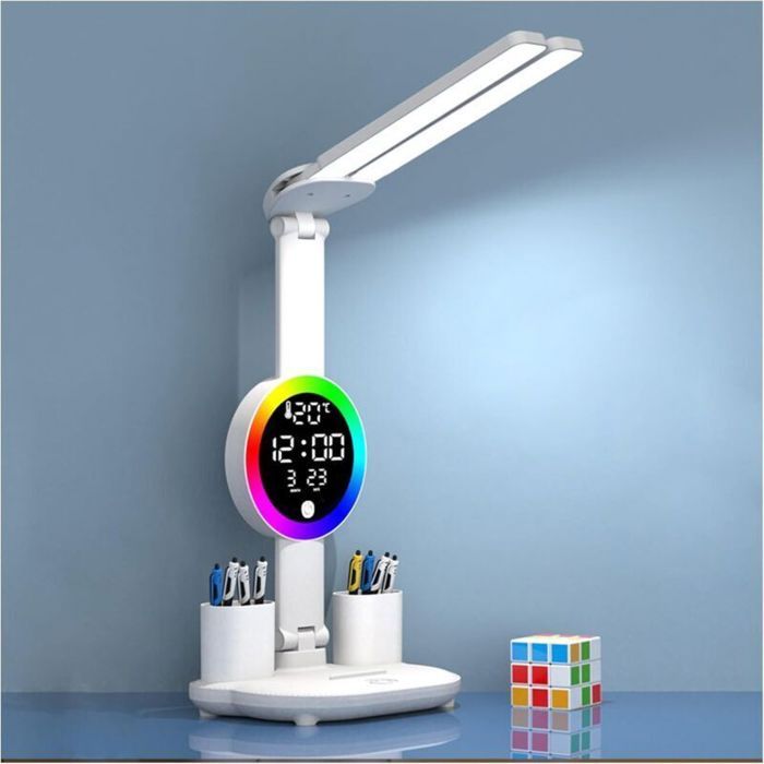Lampe de bureau - ZOR® - Multifonction - LED dimmable 3 températures - Batterie 3200 mAh - Porte-stylo & écran LCD