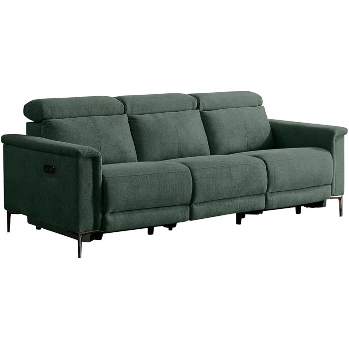 Lund-canapé 3 Places Avec 2 Fauteuils Électriques En Tissu Vert Foncé Lund-canapé 3 Places Avec 2 Fauteuils Électriques En Tissu Vert Foncé