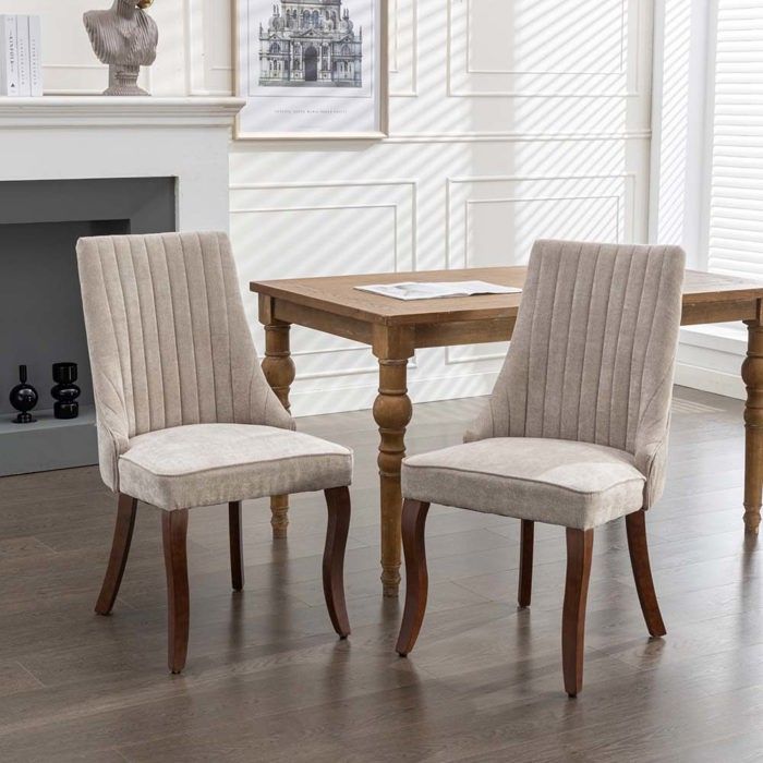 Chaise de salle à manger - Modèle Scandinave - Lot de 2 - Dossier haut - Bois massif