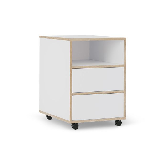 Caisson roulant Tetrix 42x55cm avec étagères et 2 tiroirs Blanc Vicco 56550