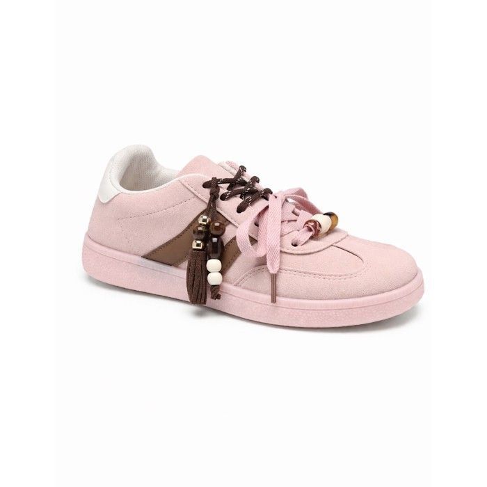 PRIMTEX Baskets Femme Tendance Rose ou Marron – Sneakers Chic avec Bijou – Confort & Style – Du 36 au 41