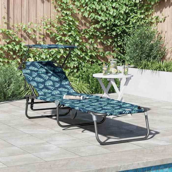 Chaise longue/Fauteuil long - NANAS - Bain de Soleil simple - 1 PLACE - pliante Multicolore 190 x 57 x 81cm oxford 9113114061