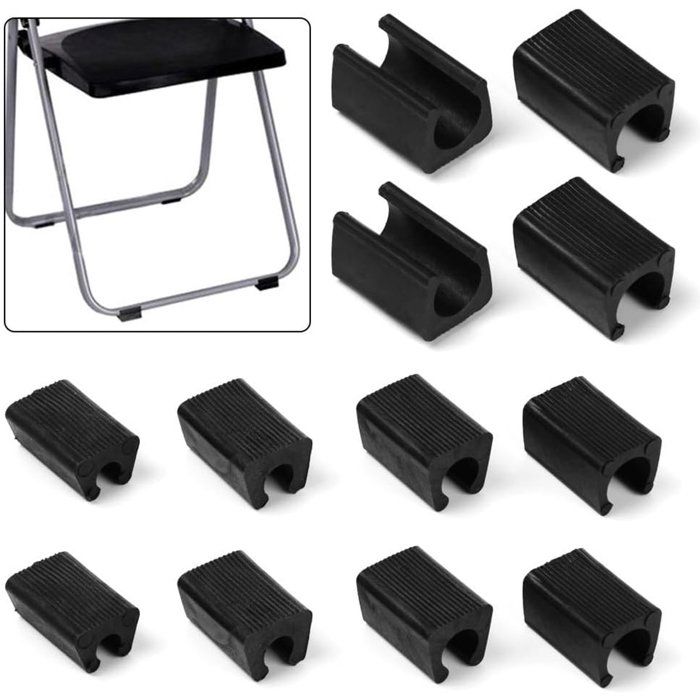 Lot de 16 embouts de pied de chaise noirs en plastique en forme U 10 mm antidérapants protection de sol