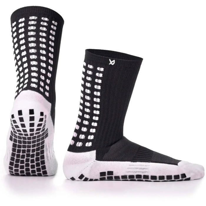 Chaussettes de football LUX Soccer Grip – Mi-mollet – Noir – Taille adulte (UE 39–46 / US 6–11 5) – Chaussettes antidérapantes pour