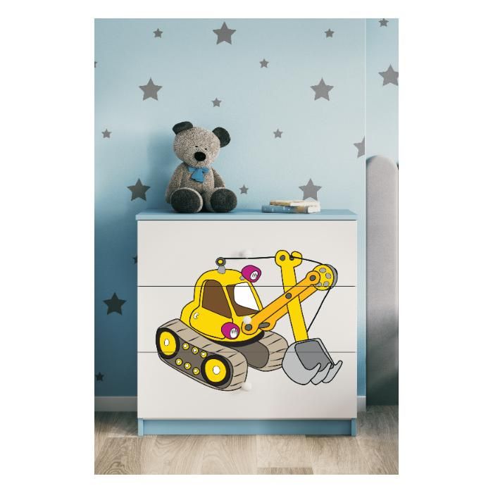 Commode enfant bleue avec tiroirs Excavator - Babydreams