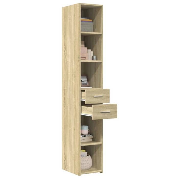 (15401)Meuble rangement - Buffet haut - contemporain - chêne sonoma 30x425x185 cm bois dingénierie poid:30.5 kg