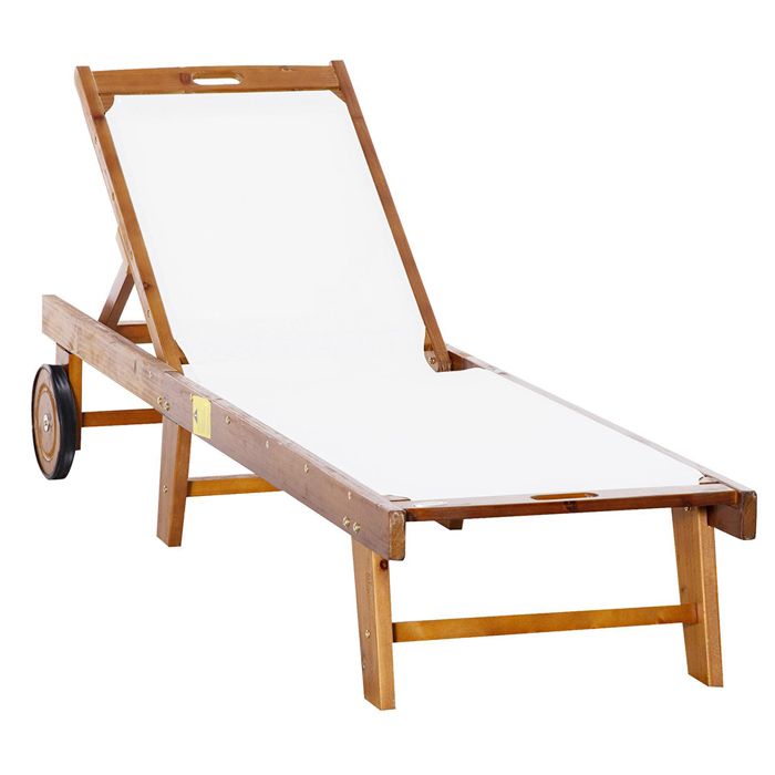 Bain de soleil - Chaise longue - Bois dacacia massif - Réglable 4 positions - Avec roulettes