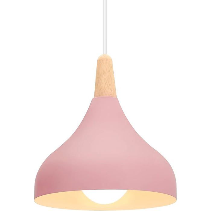 20CM Lustre Suspension Rétro Suspension Luminaire Moderne Style Goutte Chapeau Plafonnier E27 Métal Bois Lampe Suspension ro LUSTRE